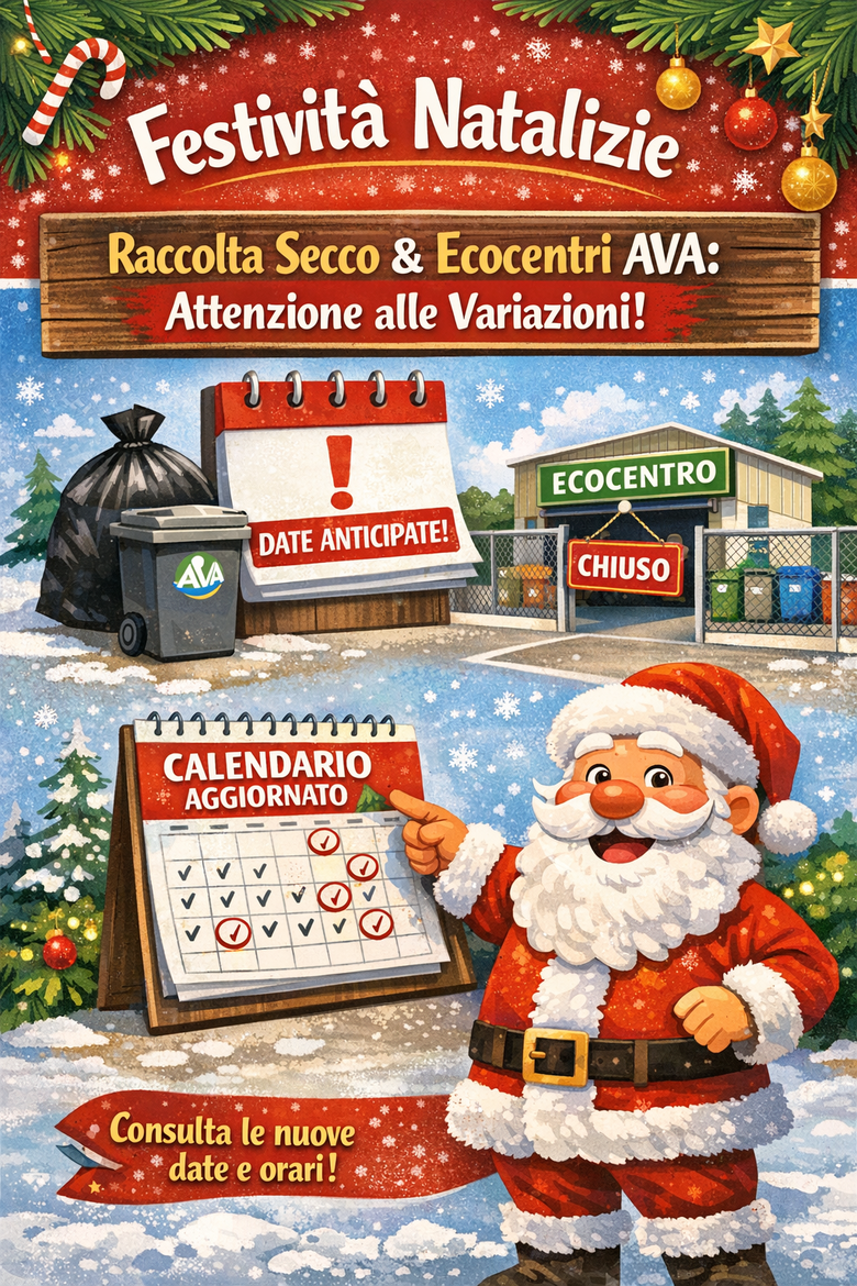 BAbbo natale indica le variazioni raccolta secco ed ecocentro chiuso